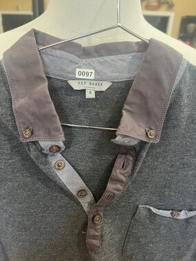 Ted Baker Charcoal and Slate Button-Up Polo